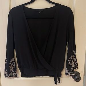 Black Blouse with Flare Sleeves